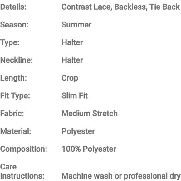 Black Contrast Lace Halter Top S(4) - Picture 5 of 6